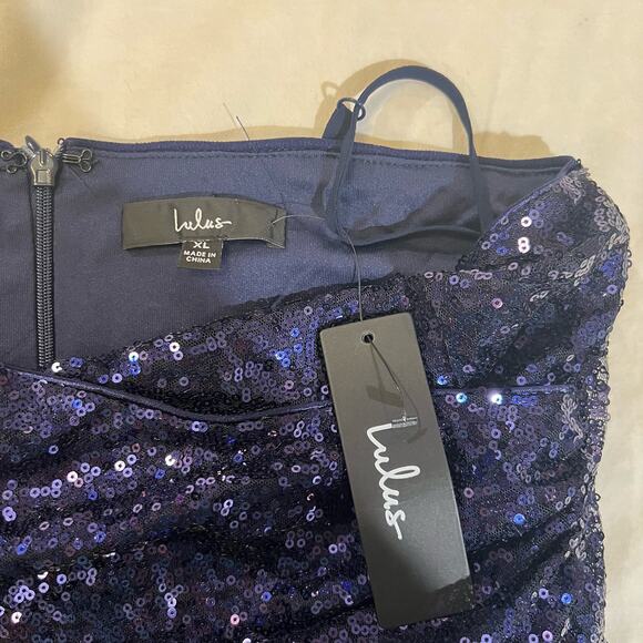 Lulu's NWT Curve Moment Navy Blue Sequin Bodycon Mini Dress sz XL - Picture 4 of 14